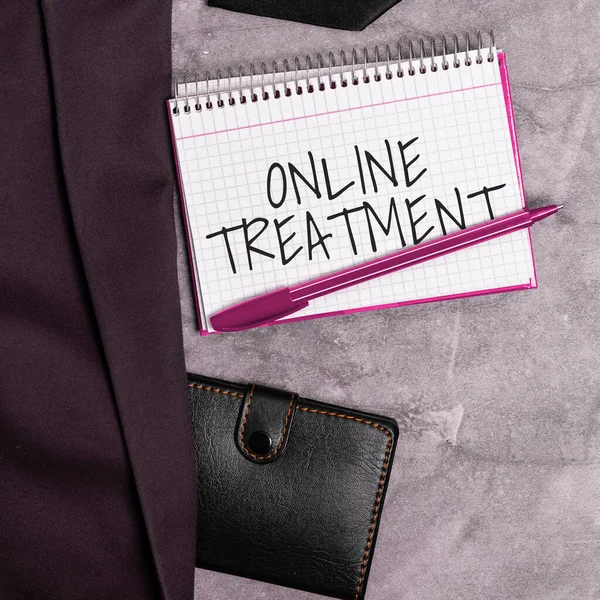 Sign Displaying Online Treatment Conceptual Photo Delivery Mental Health Counseling — Foto Stock