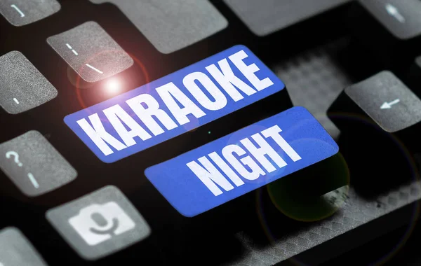 Texte Inspirant Karaoke Night Business Concept Divertissement Chantant Long Une — Photo