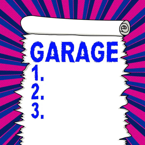 Handschrift Text Garage Business Übersichtsgebäude Für Die Unterbringung Eines Kraftfahrzeugs — Stockfoto