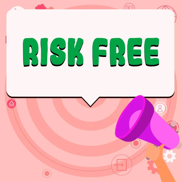 Writing displaying text Risk Free, Business showcase used to describe something that does not involve any danger