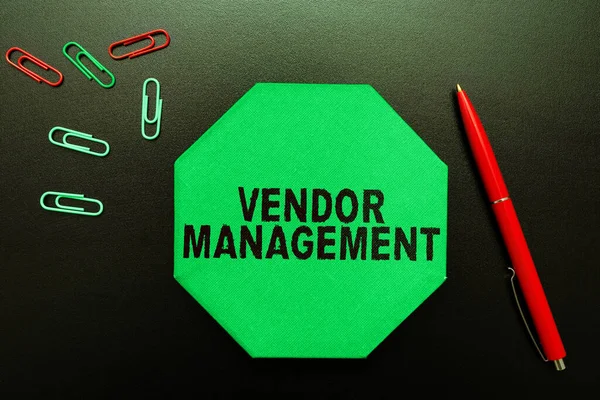 Handwriting Text Vendor Management Word Activities Included Researching Sourcing Vendors — Stock Photo, Image
