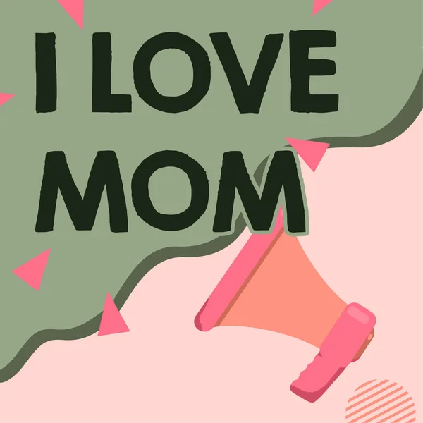 Hand Writing Sign Love Mom Internet Concept Good Feelings Mother — Stock Photo, Image