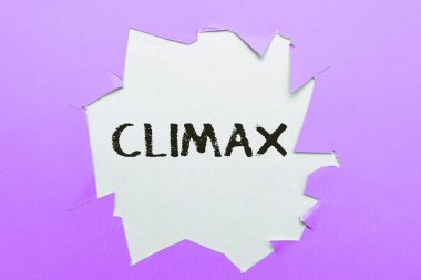 İlhamın doruk noktasını gösteren metin, iş gösterimi geliştirme veya çözünürlükteki en yüksek veya en yoğun nokta