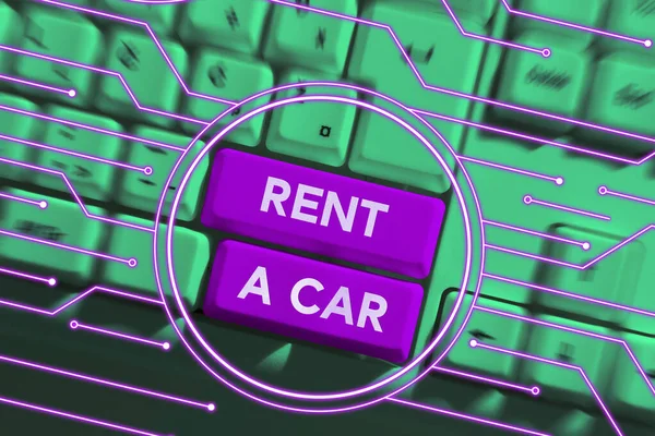 Text Showing Inspiration Rent Car Word Written Paying Temporary Vehicle — Stock Fotó