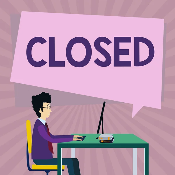 Conceptual Caption Closed Business Overview Finished Therefore Able Discussed Any — Stock Photo, Image