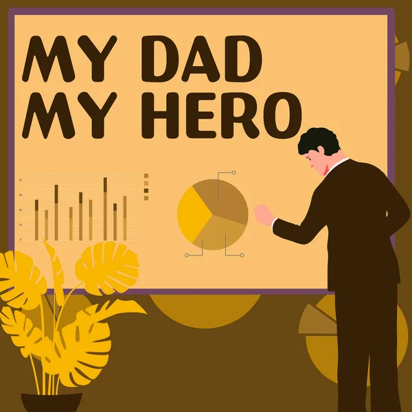 Conceptual Caption Dad Hero Business Overview Admiration Your Father Love — Stock Photo, Image