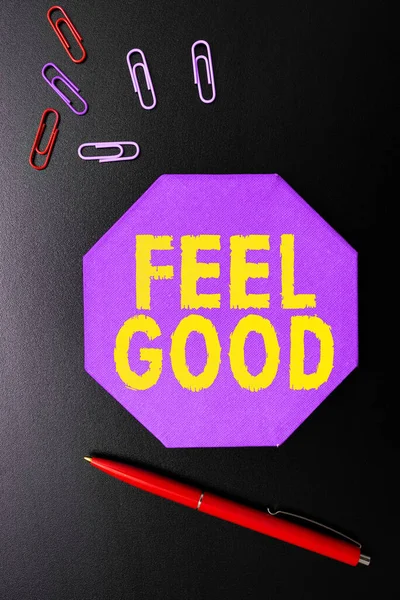 Inspiration Showing Sign Feel Good Internet Concept Relating Promoting Often — Photo