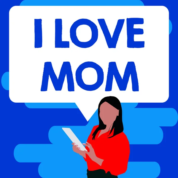 Podpis Konceptualny Love Mom Concept Meaning Good Fection Mother Uczucie — Zdjęcie stockowe