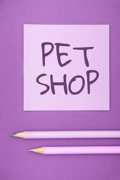 Bildunterschrift Pet Shop Geschäftsidee Einzelhandelsgeschäft Das Verschiedene Arten Von Tieren — Stockfoto