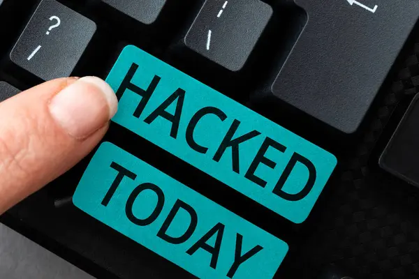 손쓰기 Hacked Business Overview Gain Inlegally Access Data System Computer — 스톡 사진