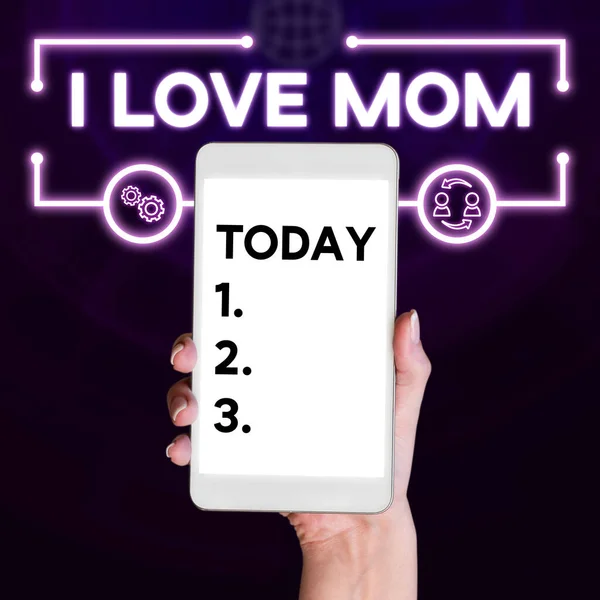 Escribir Mostrando Texto Love Mom Concepto Negocio Buenos Sentimientos Sobre — Foto de Stock