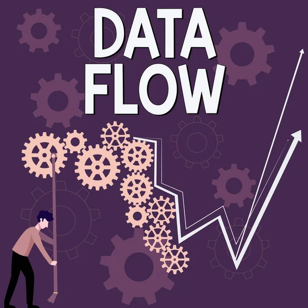 Text Sign Showing Data Flow Business Idea Movement Data System — Fotografia de Stock