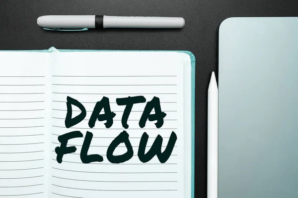 Señal Escritura Manual Data Flow Visión General Del Negocio Movimiento —  Fotos de Stock