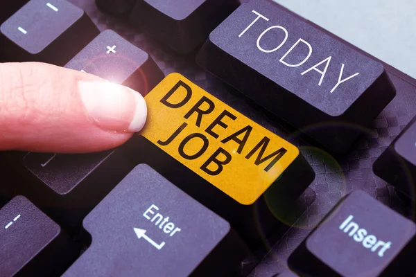Texto Mostrando Inspiração Dream Job Vitrine Negócios Ato Que Pago — Fotografia de Stock