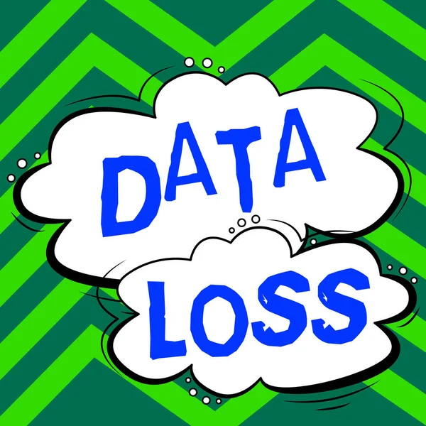 Text caption presenting Data Loss, Concept meaning process or event that results in data being corrupted and deleted