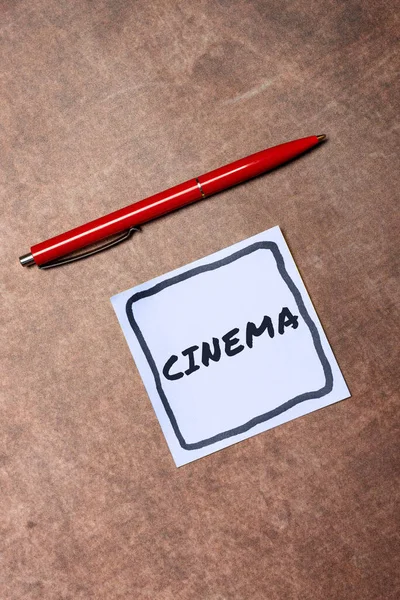 Sinal Texto Mostrando Cinema Conceito Significando Teatro Onde Filmes São — Fotografia de Stock