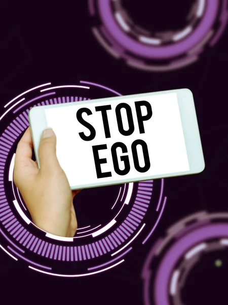 Assinar Exibindo Stop Ego Word Control Sua Obsessão Por Uma — Fotografia de Stock