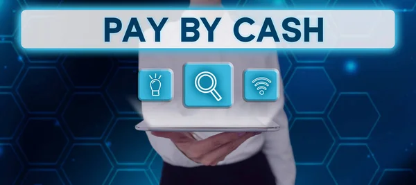 Handgeschriebenes Schild Pay Cash Business Schaufenster Kunden Bezahlen Mit Geld — Stockfoto
