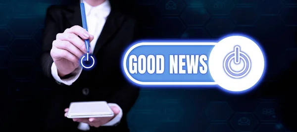Sign Displaying Good News Concept Meaning Someone Something Positive Encouraging — Fotografia de Stock
