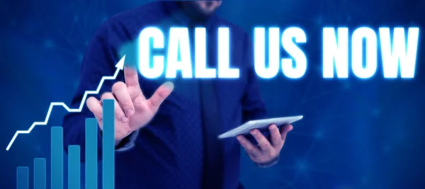 Görüntüleme Metni Yazılıyor Call Now Business Idea Communicate Phone Contact — Stok fotoğraf
