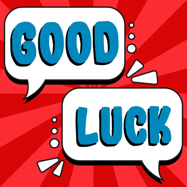 Schreiben Von Textanzeigen Good Luck Word Ein Positives Glück Oder — Stockfoto