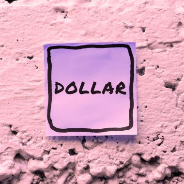 Dolar 'ı temsil eden metin başlığı. Bir dolar değerinde bir kağıt para için kelime.