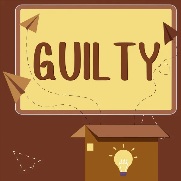 Sign Displaying Guilty Business Overview Culpable Responsible Specified Wrongdoing Admitting — Stock Photo, Image