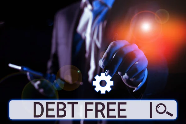 Hand Writing Sign Debt Free Concept Meaning Financial Freedom Owing — Zdjęcie stockowe