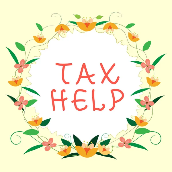 テキストを表示する書き込み 税金ヘルプ 国の歳入への強制拠出からの援助の言葉 — ストック写真
