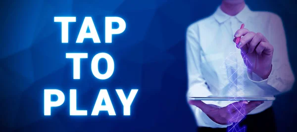 Tap Play Business Overview Işaretini Gösteren Ilham Bir Oyun Veya — Stok fotoğraf