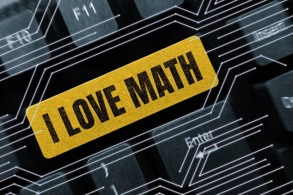 Sign Displaying Love Math Business Idea Lot Doing Calculations Mathematics — Stockfoto