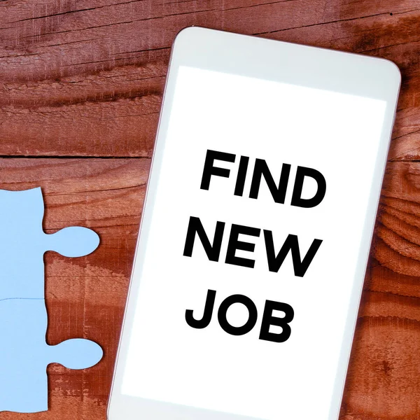 Tekst Bijschrift Presenteren Find New Job Business Concept Zoeken Naar — Stockfoto