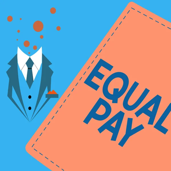 Equal Pay 이라는 문자를 작성하는 직장에 사람들에게 급료를 권리를 — 스톡 사진