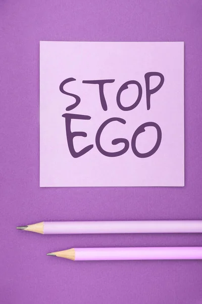 Tekst Met Inspiratie Stop Ego Business Concept Beheers Obsessie Voor — Stockfoto