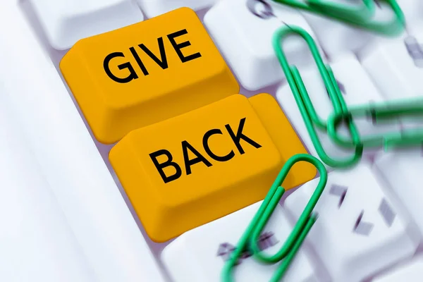 Text Caption Presenting Give Back Business Concept Act Giving Someone — Foto Stock