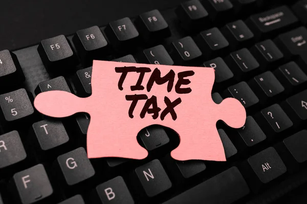 Hand Writing Sign Time Tax Word Written Individual Taxpayers Prepare — Foto Stock