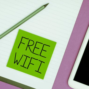 Text showing inspiration Free Wifi, Word Written on let you connect to the Internet in public places without paying