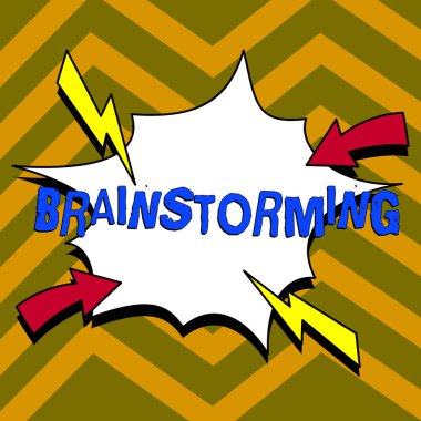 Beyin Fırtınası, Kavram işaretini gösteren ilham. Fikir üretmek için grup tartışması yapın.