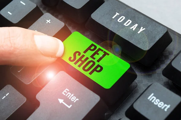 Textová Značka Zobrazující Pet Shop Obchodní Nápad Maloobchod Který Prodává — Stock fotografie