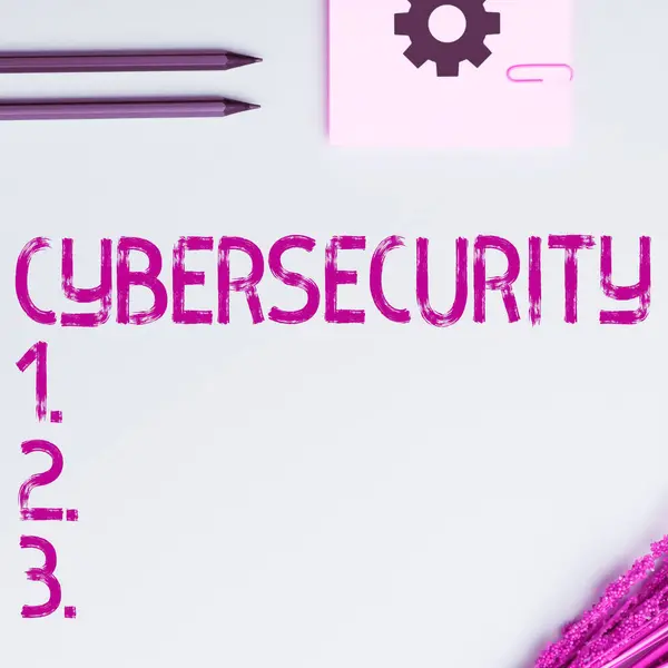 Handskrift Tecken Cybersäkerhet Affärsidé Skydd Mot Olaglig Användning Elektroniska Uppgifter — Stockfoto