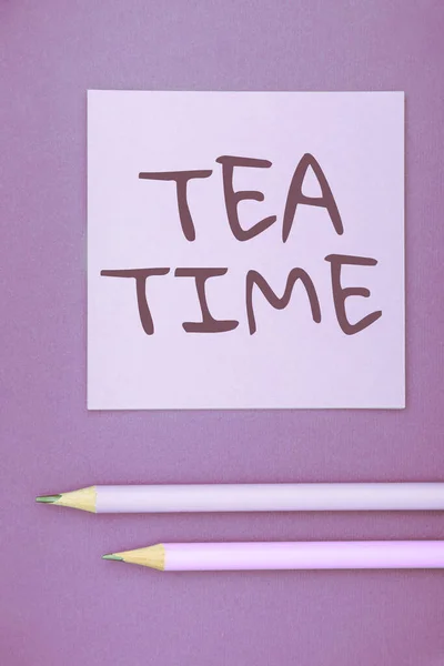 Концептуальная Подпись Tea Time Internet Concept Time Afternoon Some People — стоковое фото
