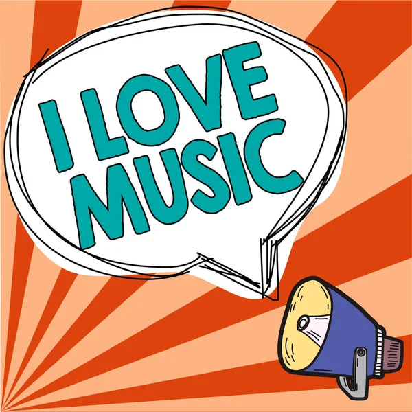 stock image Sign displaying I Love Music, Word Written on Having affection for good sounds lyric singers musicians