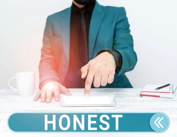 Концептуальный Заголовок Honest Business Showcase Telling Truth Able Trusted Likely — стоковое фото