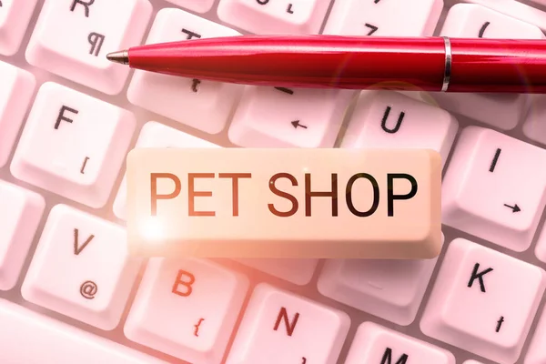 Bildunterschrift Pet Shop Internet Konzept Einzelhandel Der Verschiedene Arten Von — Stockfoto