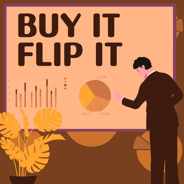 Podpis Wyświetlający Buy Flip Conceptual Photo Kup Coś Naprawić Następnie — Zdjęcie stockowe