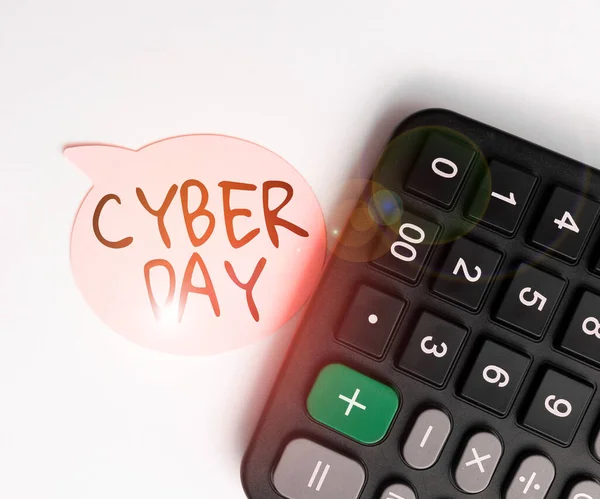 Logga Som Visar Cyber Day Begreppet Betyder Marknadsföring Term För — Stockfoto