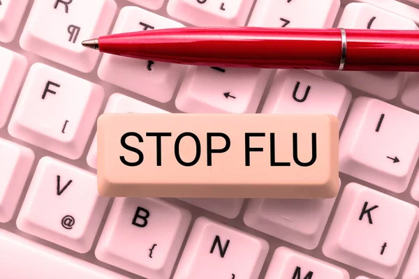 Sign Displaying Stop Flu Business Approach Treat Contagious Respiratory Illness — Stock Photo, Image