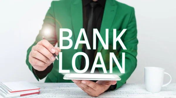 Conceptual Caption Bank Loan Business Approach Amount Money Loaned Interest — Zdjęcie stockowe