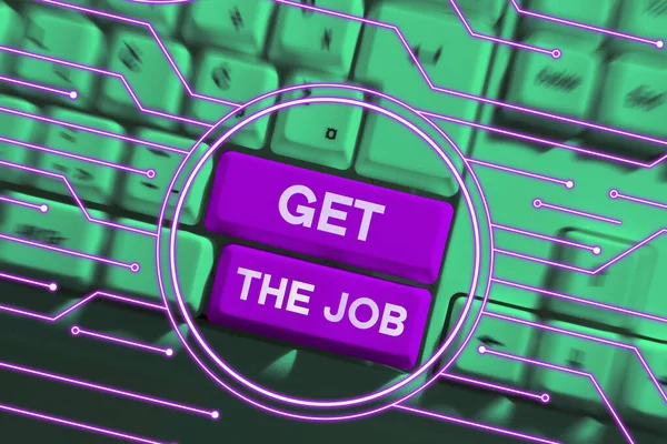 Handschriftliche Zeichen Get Job Business Schaufenster Erhalten Position Beschäftigung Arbeit — Stockfoto
