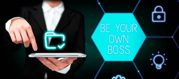 Znak Pisma Ręcznego Your Own Boss Business Showcase Przedsiębiorczość Start — Zdjęcie stockowe